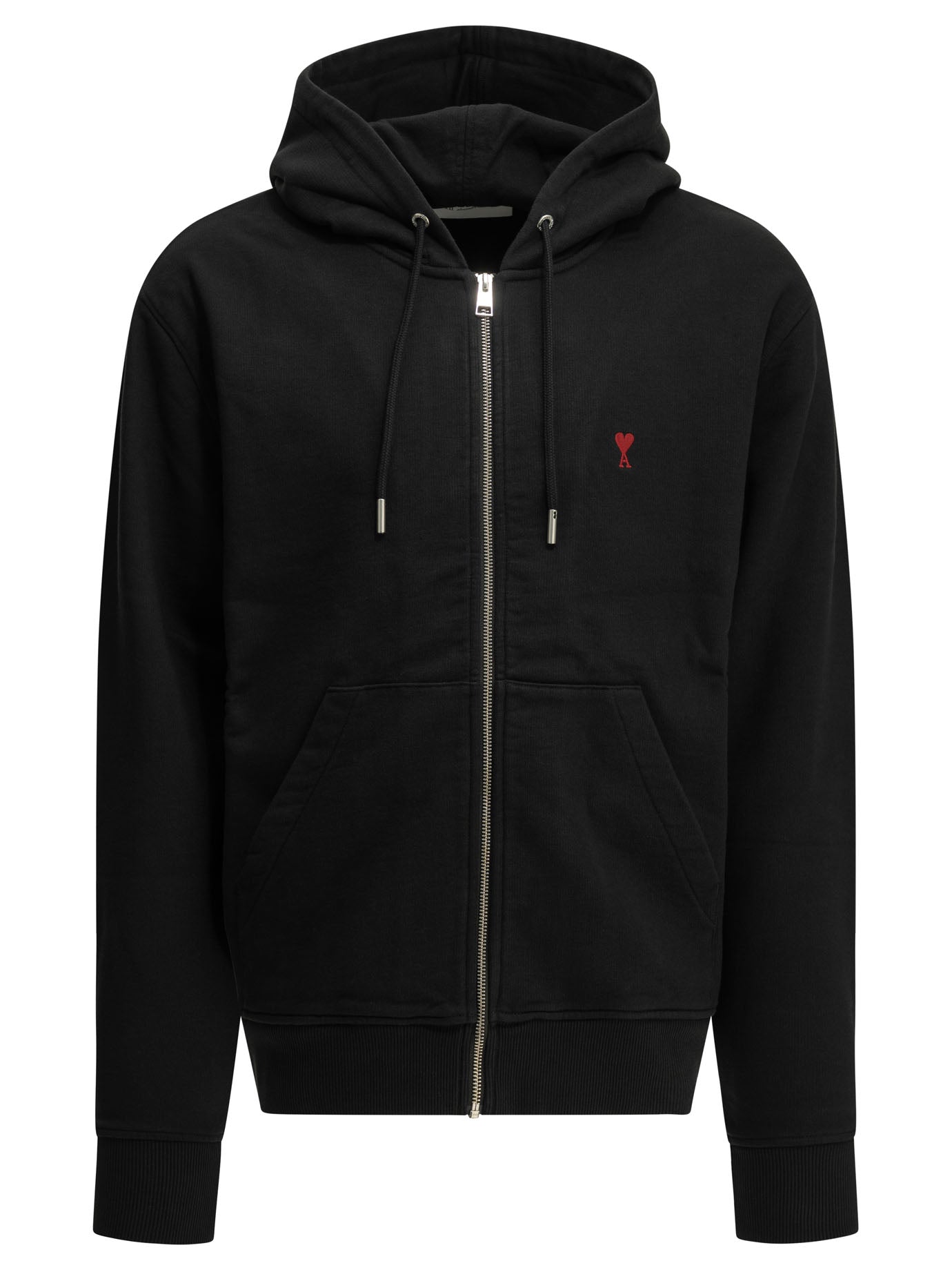 Ami Paris "Ami de Coeur" Zip-Up Sweatshirt - Black