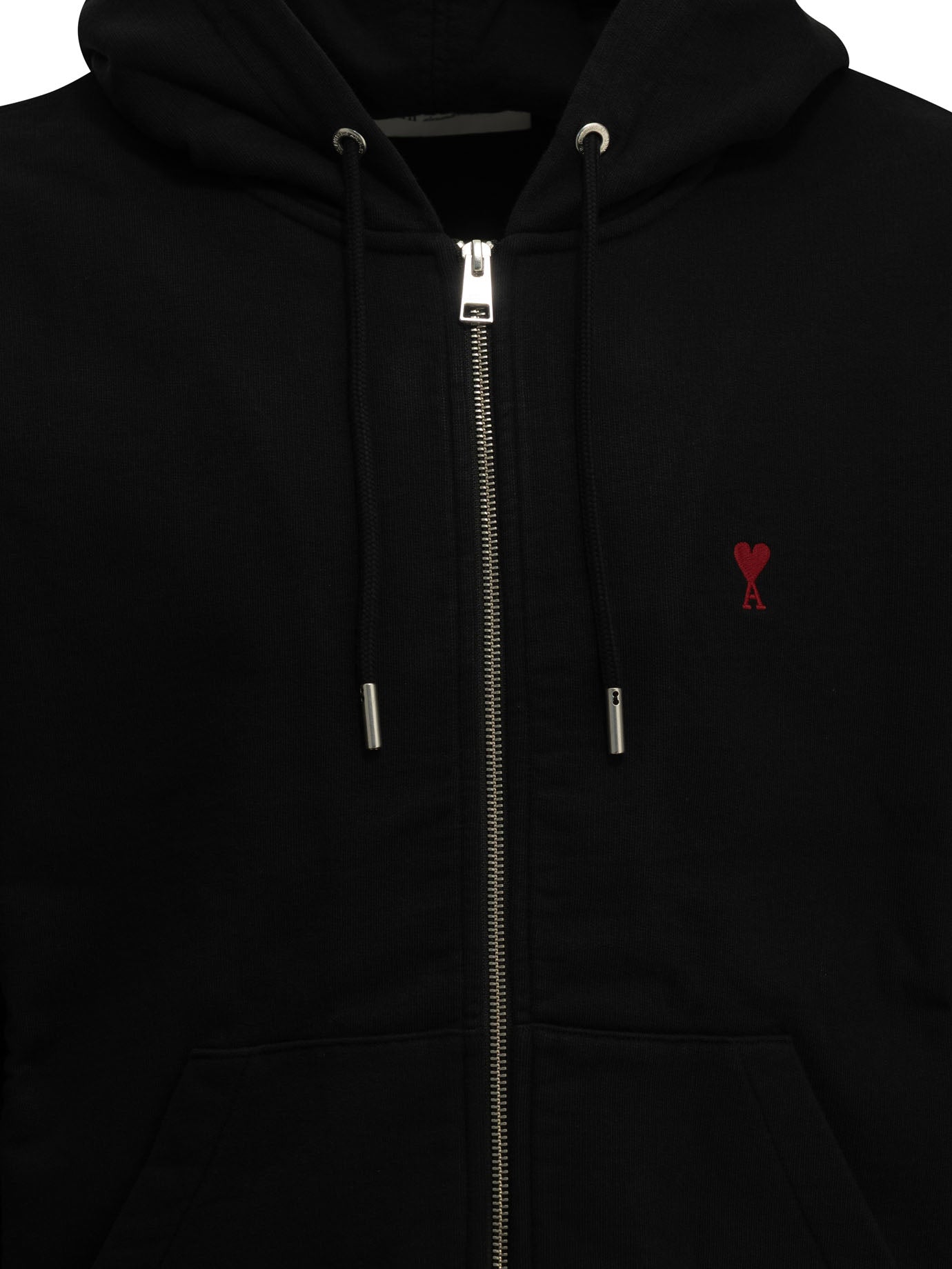 Ami Paris "Ami de Coeur" Zip-Up Sweatshirt - Black