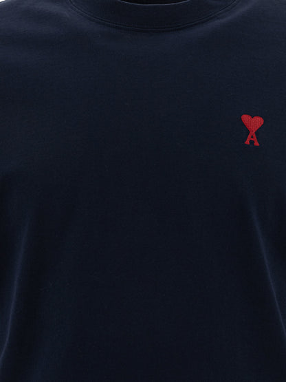 Ami Paris Crew-neck T-shirt with logo - Blue