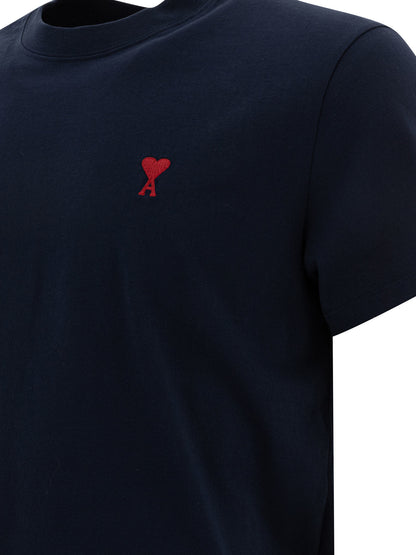 Ami Paris Crew-neck T-shirt with logo - Blue