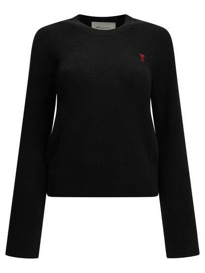 Ami Paris "Ami de Coeur" Crew-Neck Sweater - Black