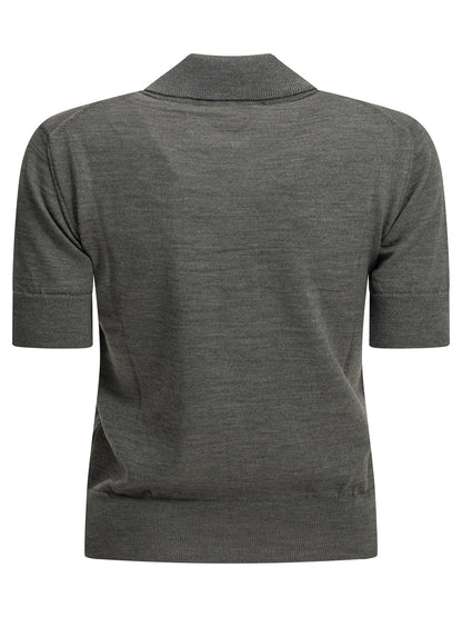 Ami Paris Merino wool polo shirt - Grey