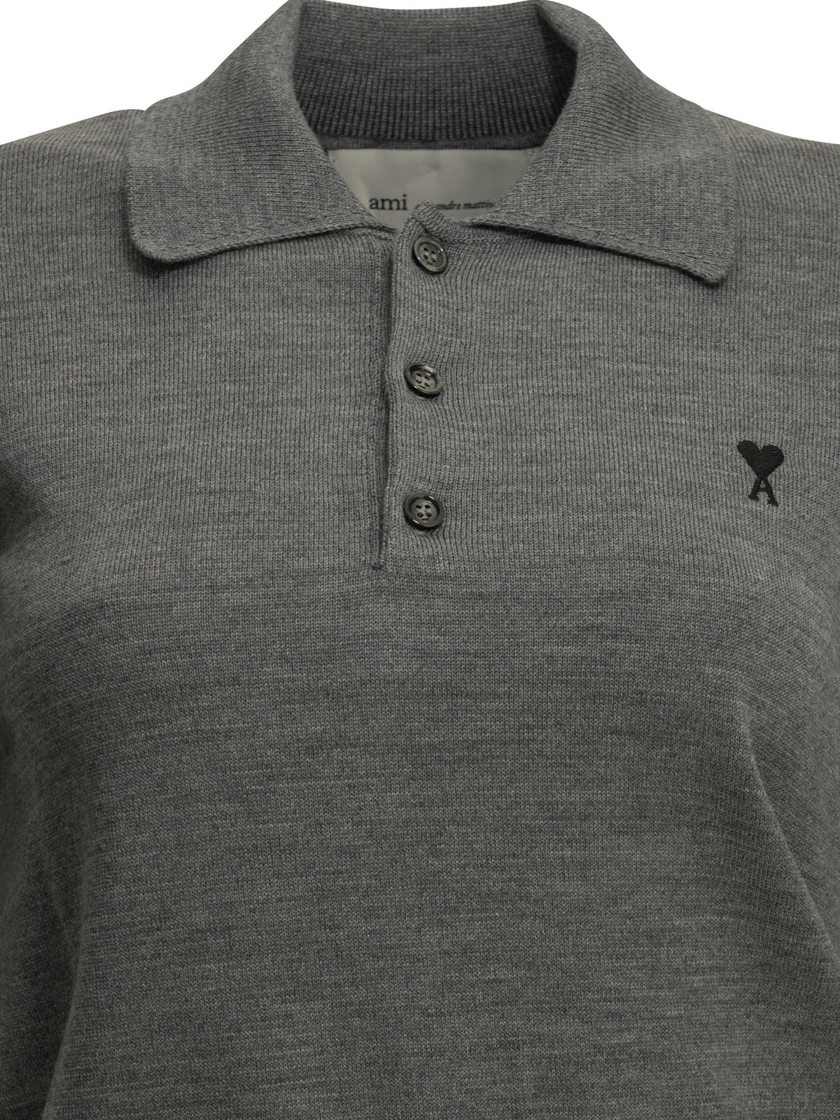 Ami Paris Merino wool polo shirt - Grey