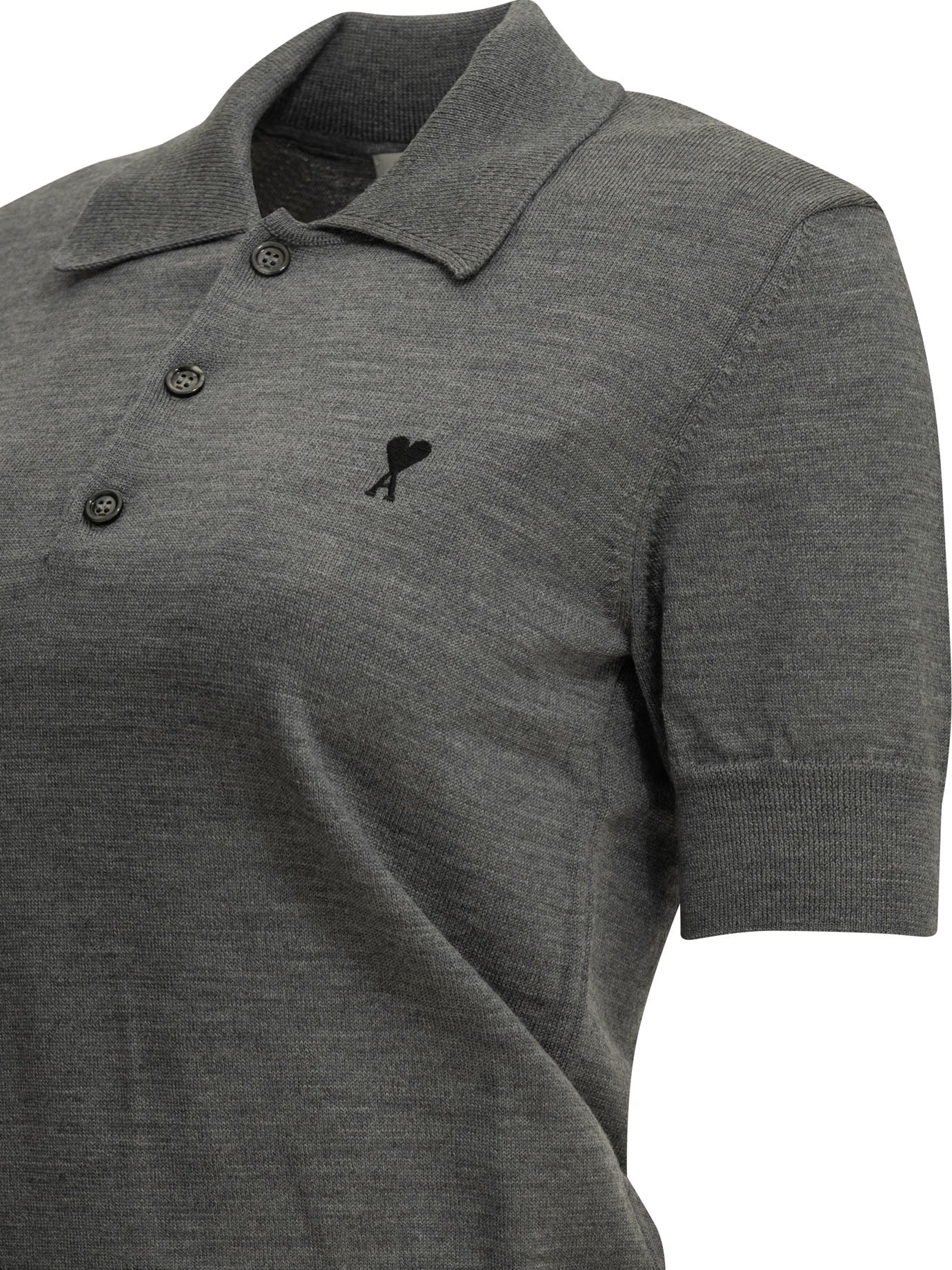 Ami Paris Merino wool polo shirt - Grey
