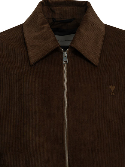 Ami Paris "Ami de Coeur" Bomber Jacket - Brown