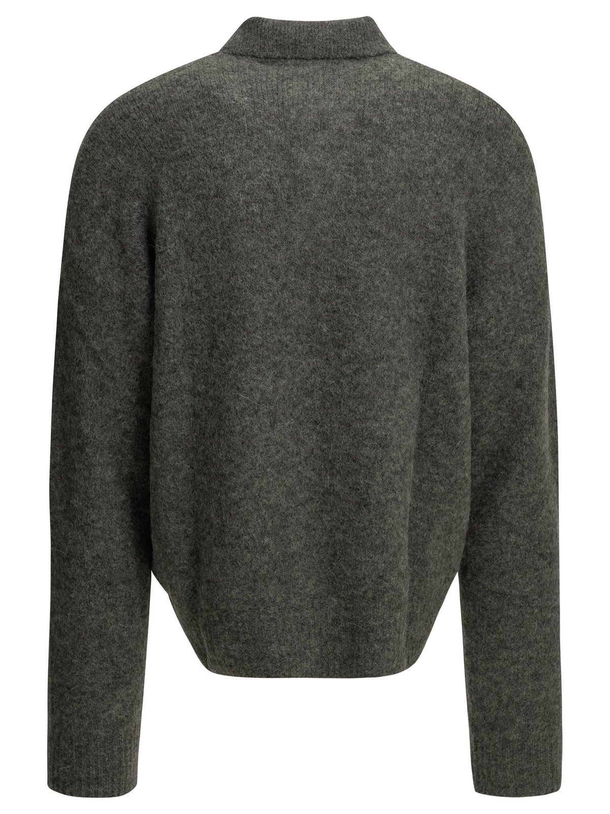 Ami Paris Polo Sweater with Logo - Grey