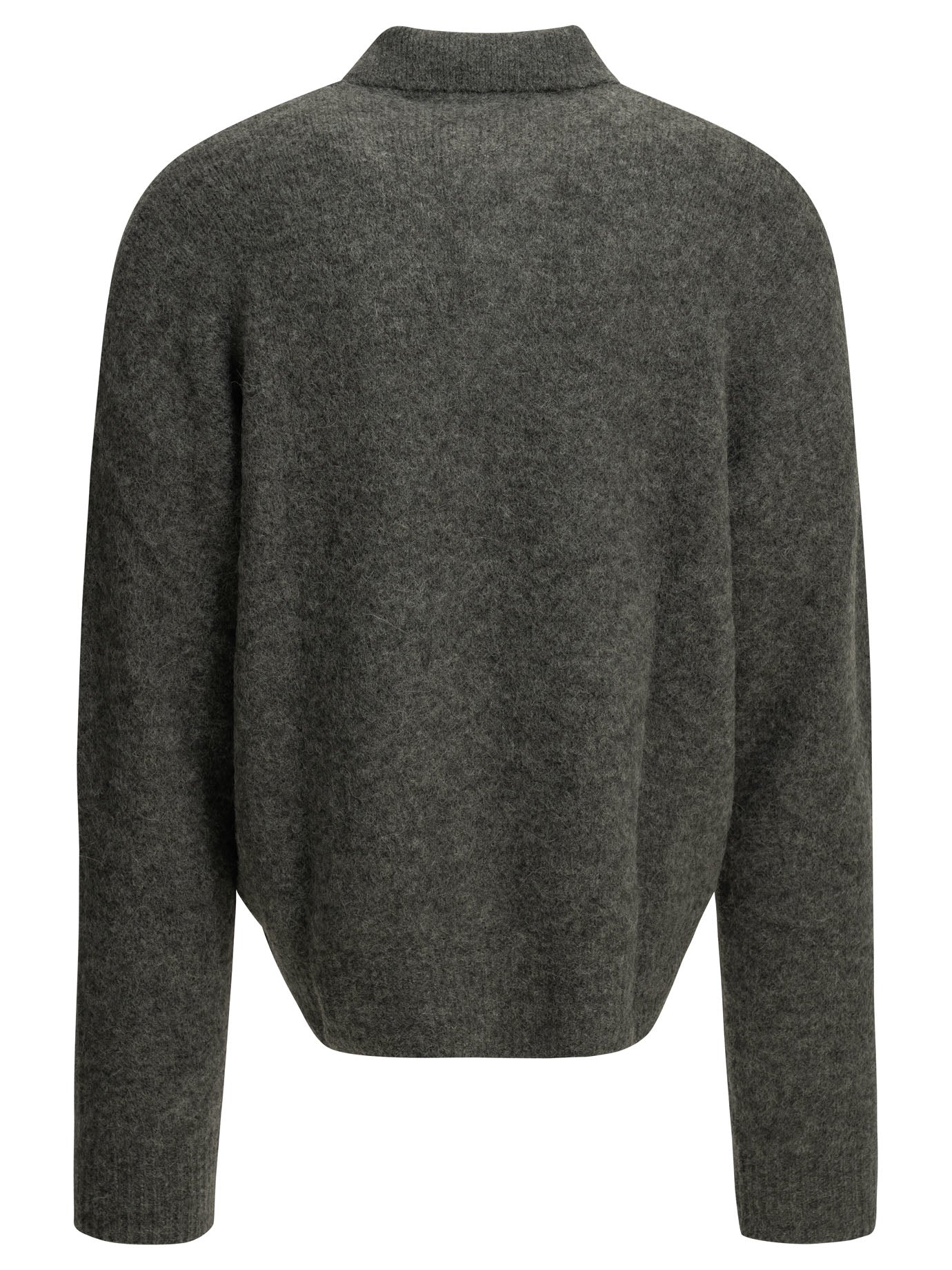 Ami Paris Polo Sweater with Logo - Grey