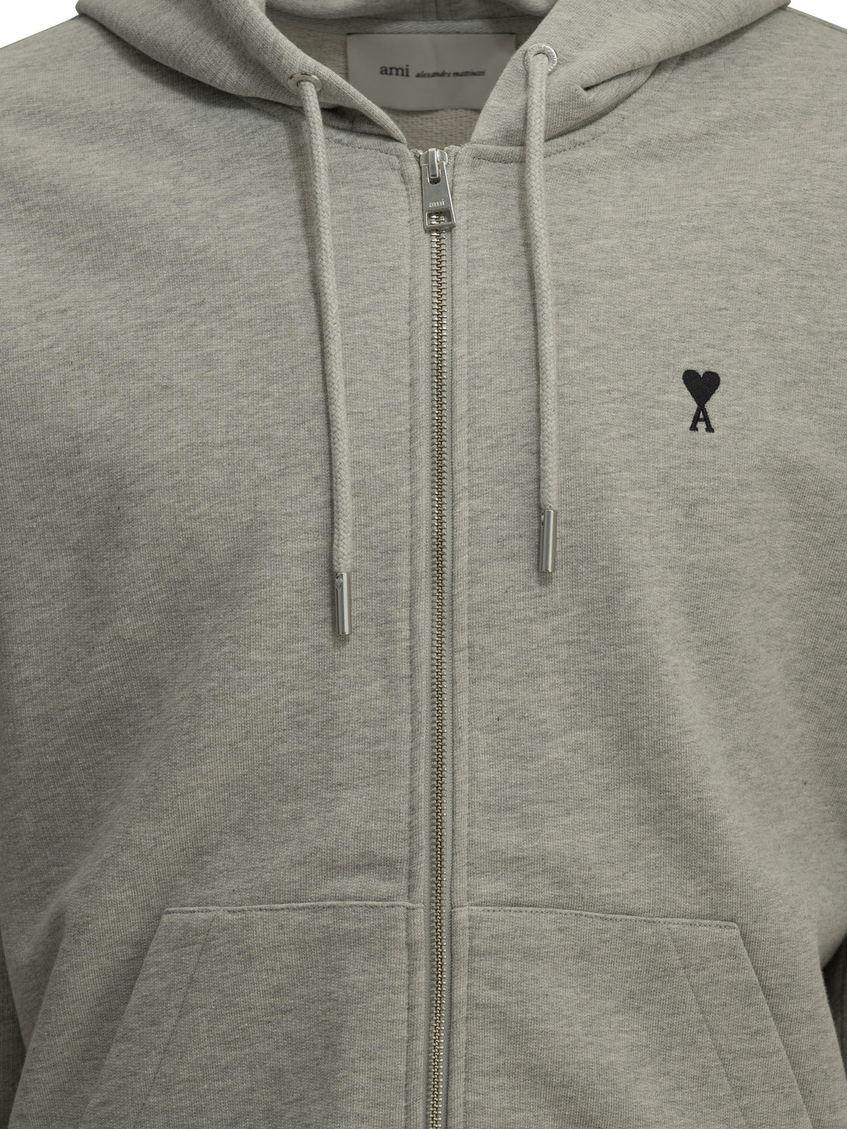 Ami Paris "Ami de Couer" Zip-Up Sweatshirt - Grey