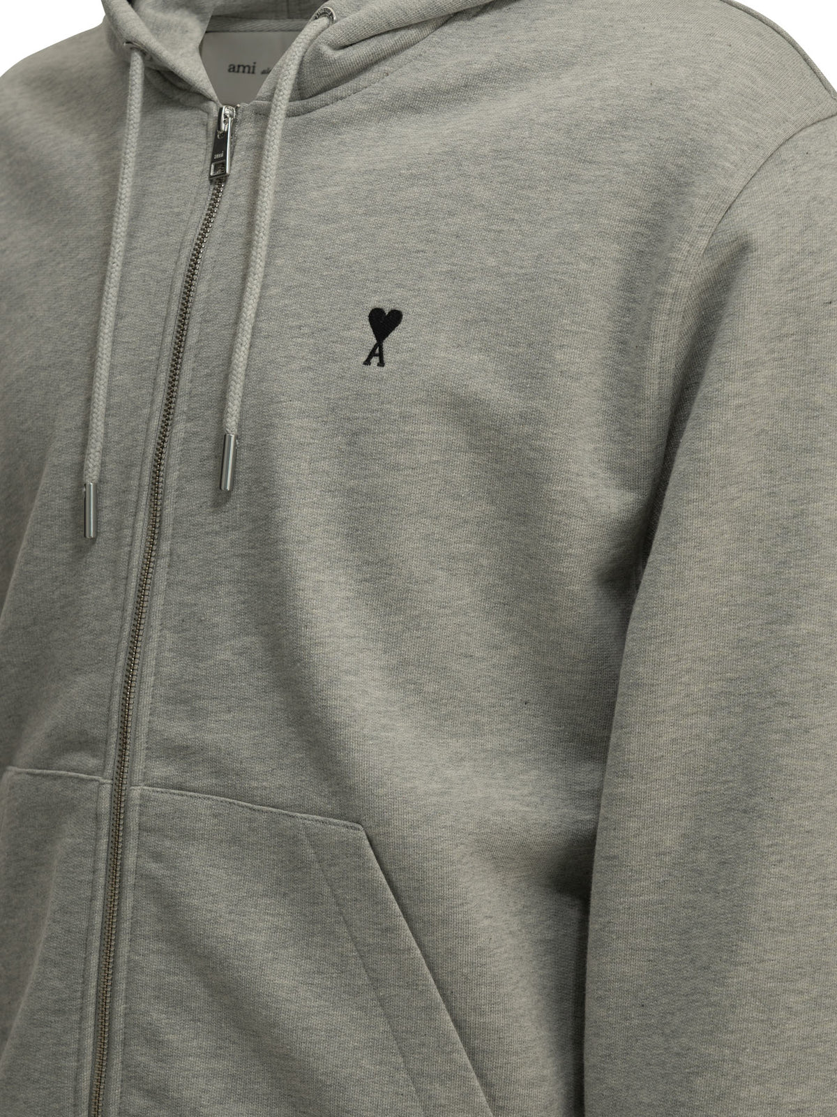 Ami Paris "Ami de Couer" Zip-Up Sweatshirt - Grey