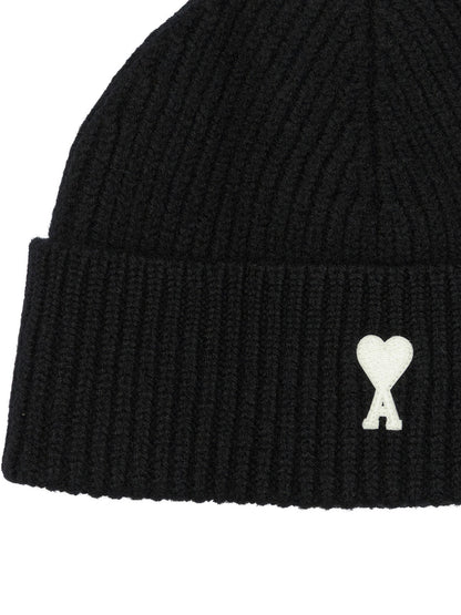 Ami Paris "Ami de Coeur" Beanie - Black