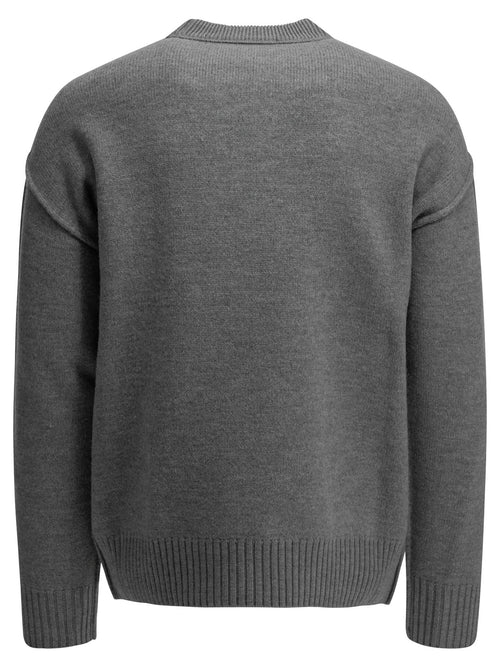 Ami Paris "Ami de Coeur" Crew-Neck Sweater - Grey