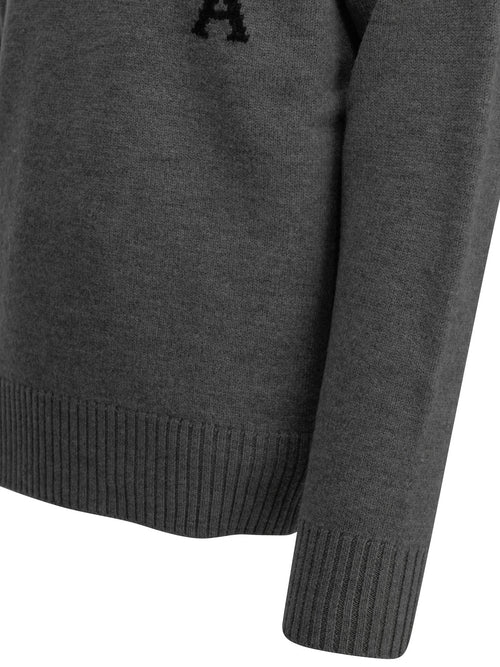 Ami Paris "Ami de Coeur" Crew-Neck Sweater - Grey