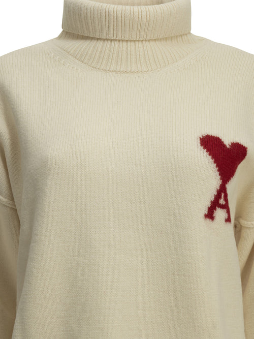 Ami Paris "Ami de Coeur" Turtleneck Sweater - White