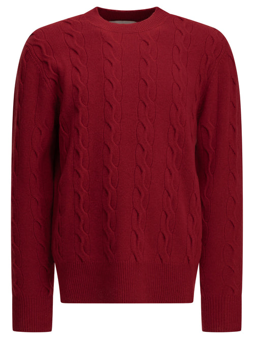 Ami Paris Crew-neck cable-knit sweater - Red