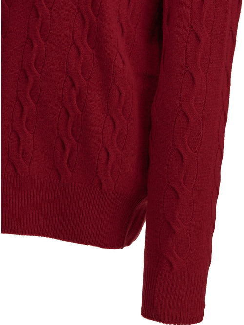 Ami Paris Crew-neck cable-knit sweater - Red