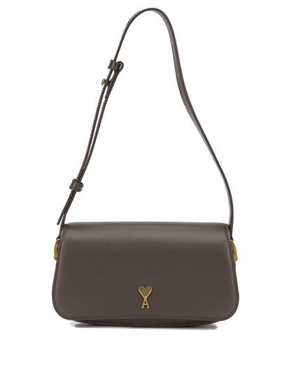 Ami Paris "Paris Paris" Small Shoulder Bag - Brown