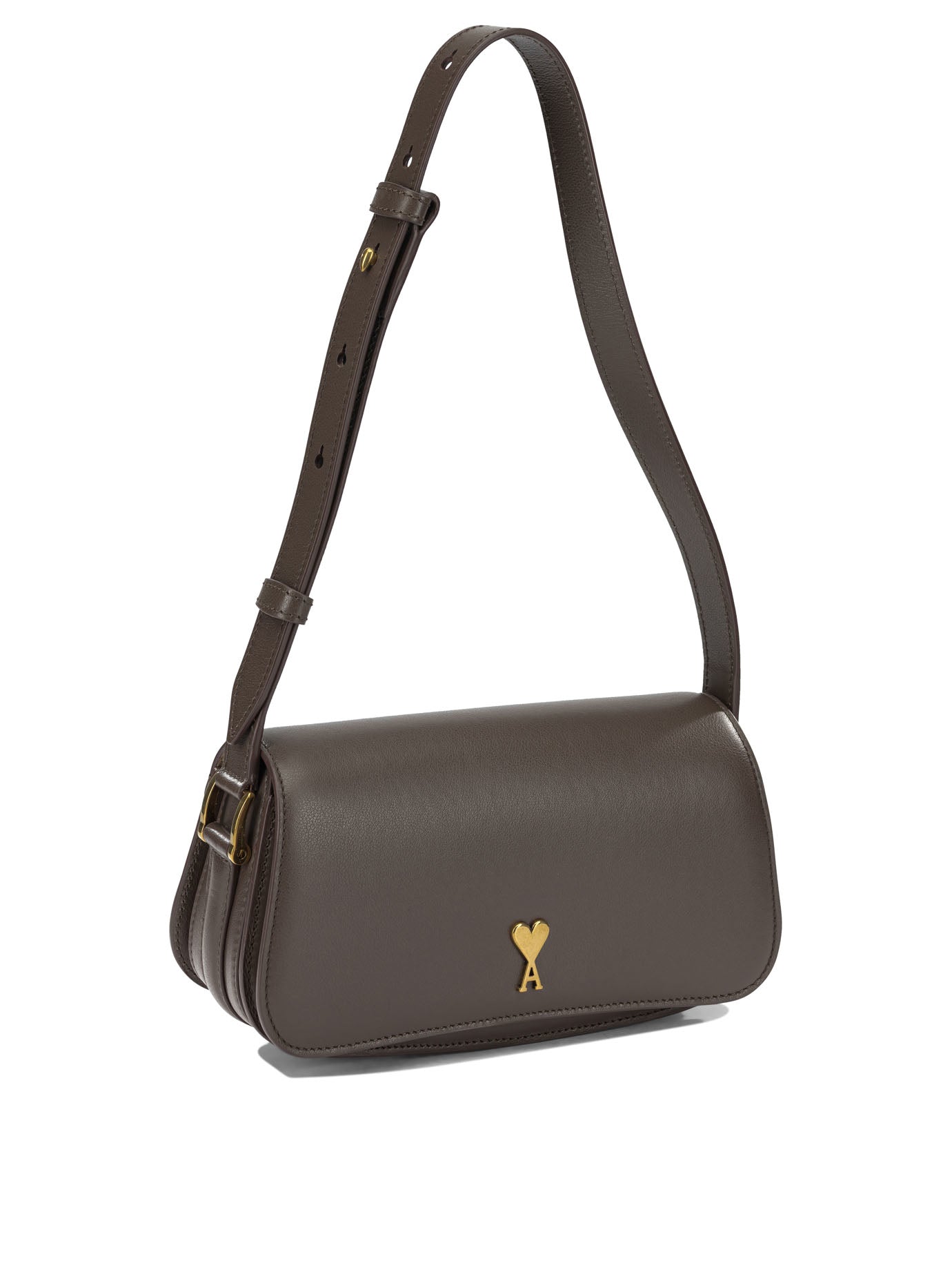 Ami Paris "Paris Paris" Small Shoulder Bag - Brown