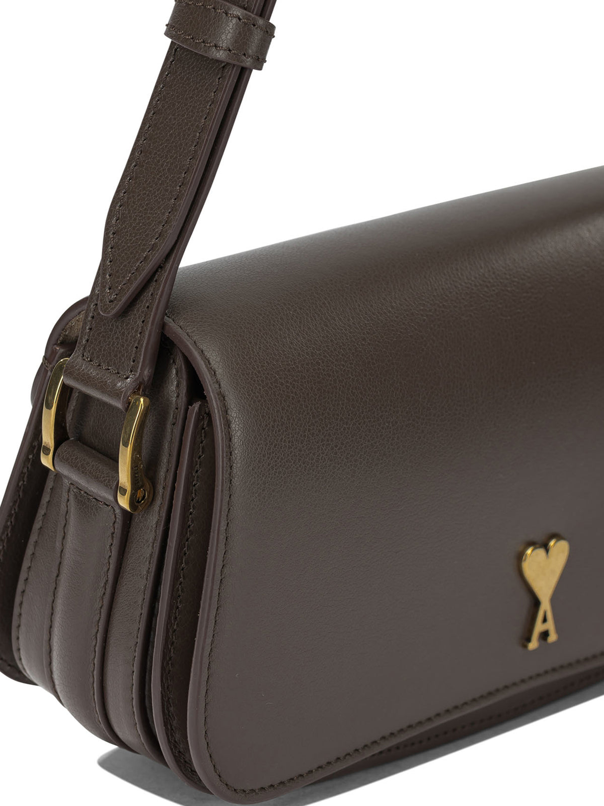 Ami Paris "Paris Paris" Small Shoulder Bag - Brown