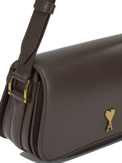 Ami Paris "Paris Paris" Small Shoulder Bag - Brown