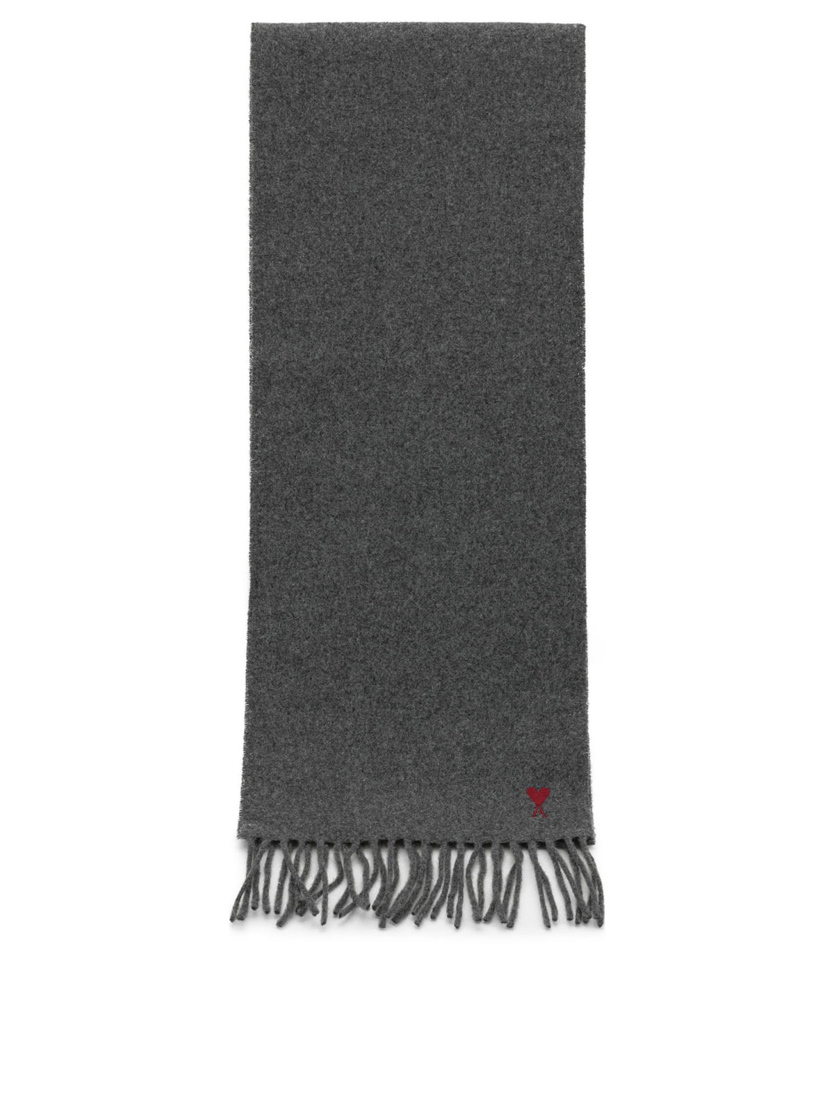 Ami Paris "Ami de Coeur" Fringed Scarf - Grey