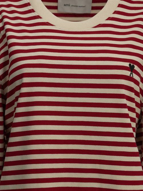 Ami Paris "Marinière" Crew-Neck T-Shirt - Red
