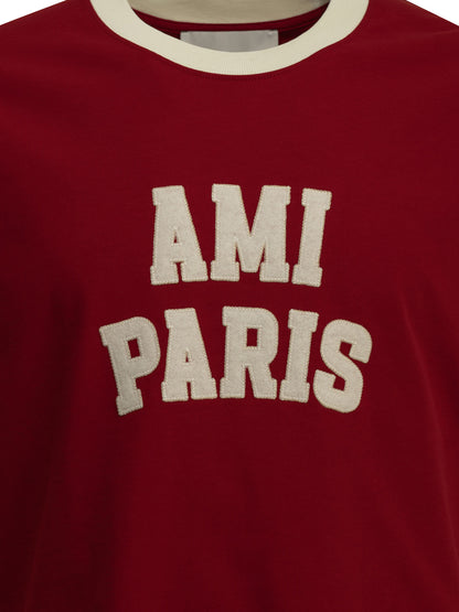 Ami Paris Crewneck T-shirt with logo - Red