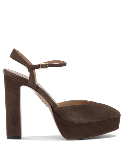 Aquazzura "Amira Plateau 110MM" Slingback - Brown