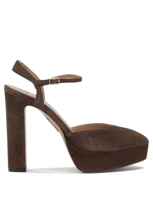 Aquazzura "Amira Plateau 110MM" Slingback - Brown