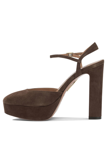 Aquazzura "Amira Plateau 110MM" Slingback - Brown