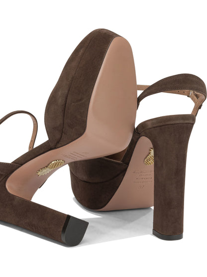 Aquazzura "Amira Plateau 110MM" Slingback - Brown