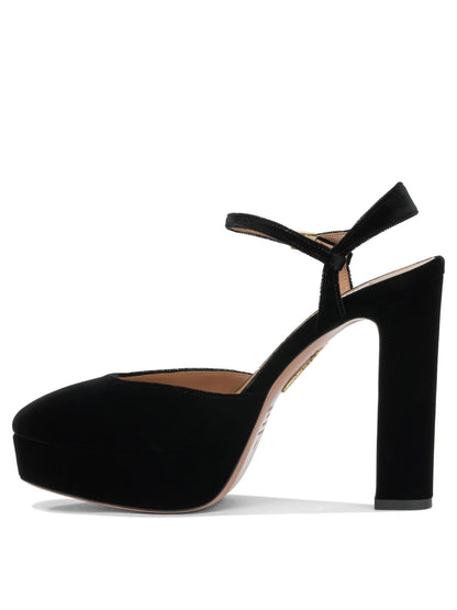 Aquazzura "Amira Plateau 110MM" Slingback - Black