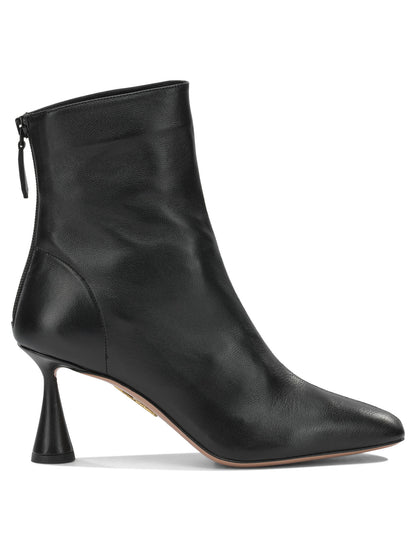 Aquazzura "Amore 75 mm" Ankle Boots with Zipper - Black