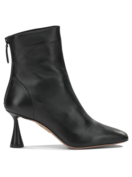 Aquazzura "Amore 75 mm" Ankle Boots with Zipper - Black