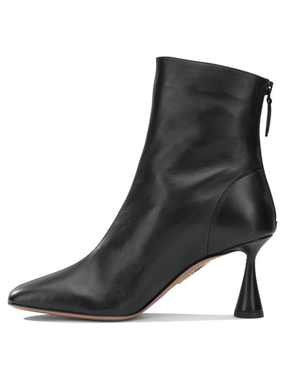 Aquazzura "Amore 75 mm" Ankle Boots with Zipper - Black