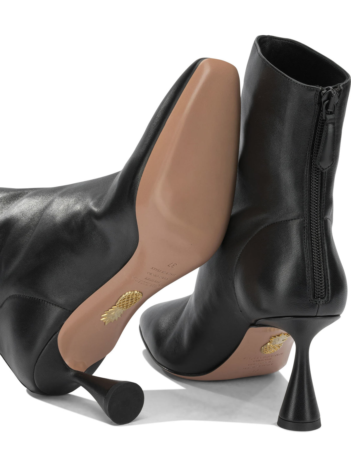 Aquazzura "Amore 75 mm" Ankle Boots with Zipper - Black