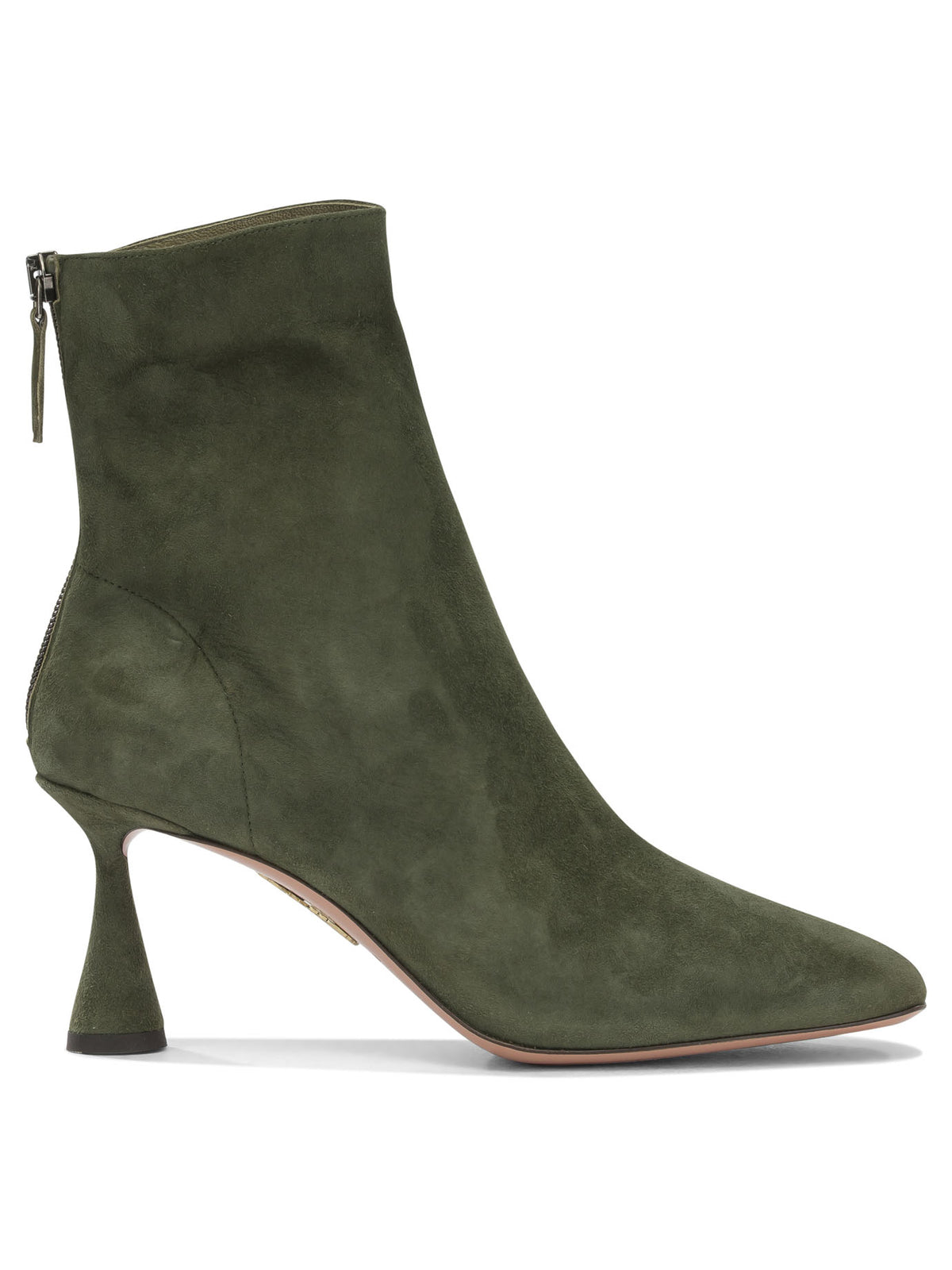 Aquazzura "Amore 75 mm" Ankle Boots with Zipper - Green