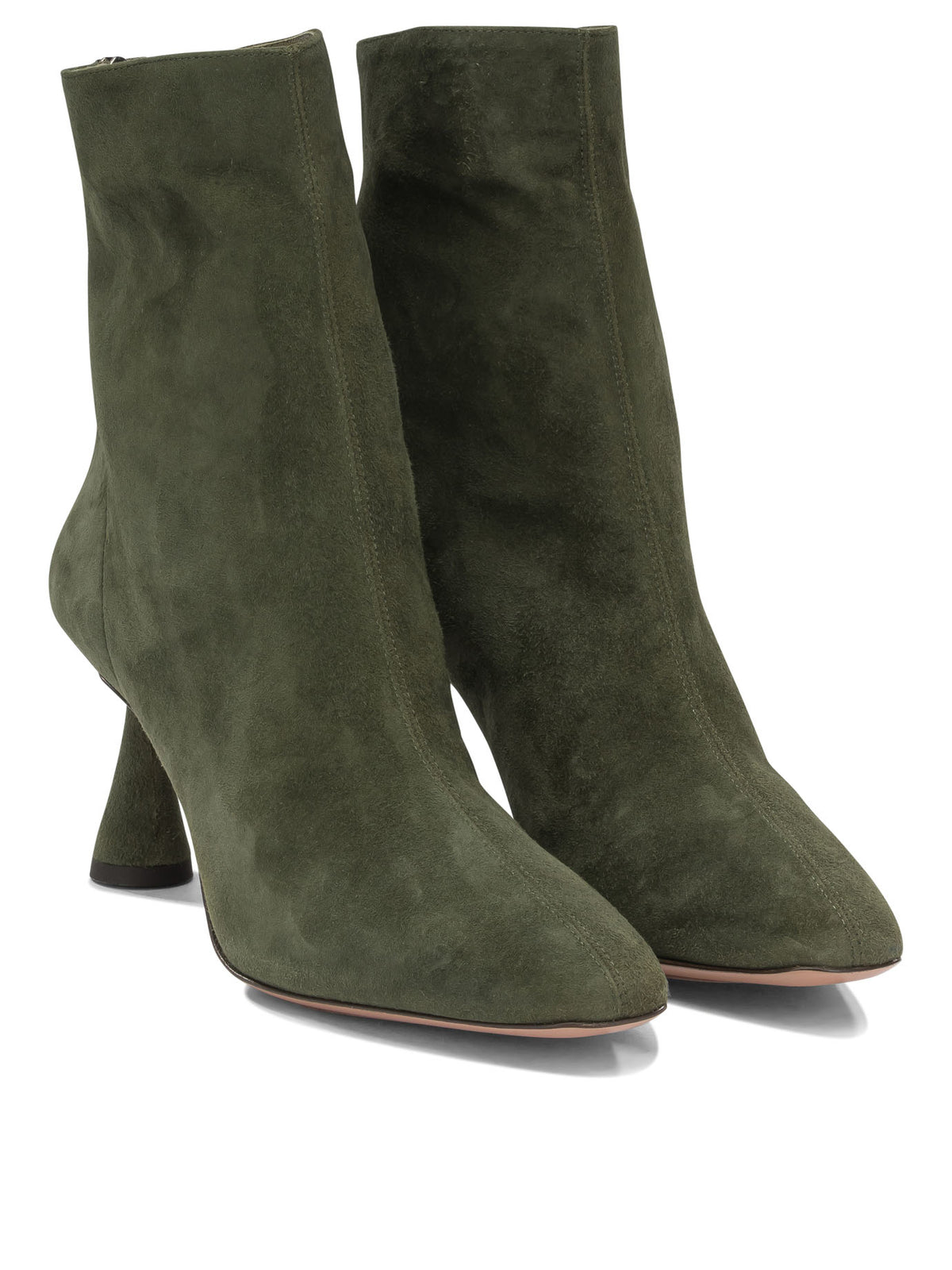 Aquazzura "Amore 75 mm" Ankle Boots with Zipper - Green