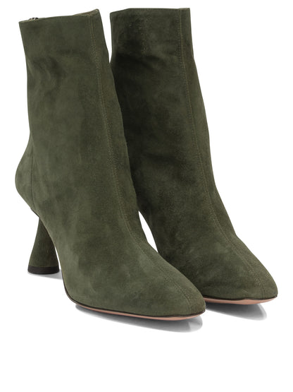 Aquazzura "Amore 75 mm" Ankle Boots with Zipper - Green