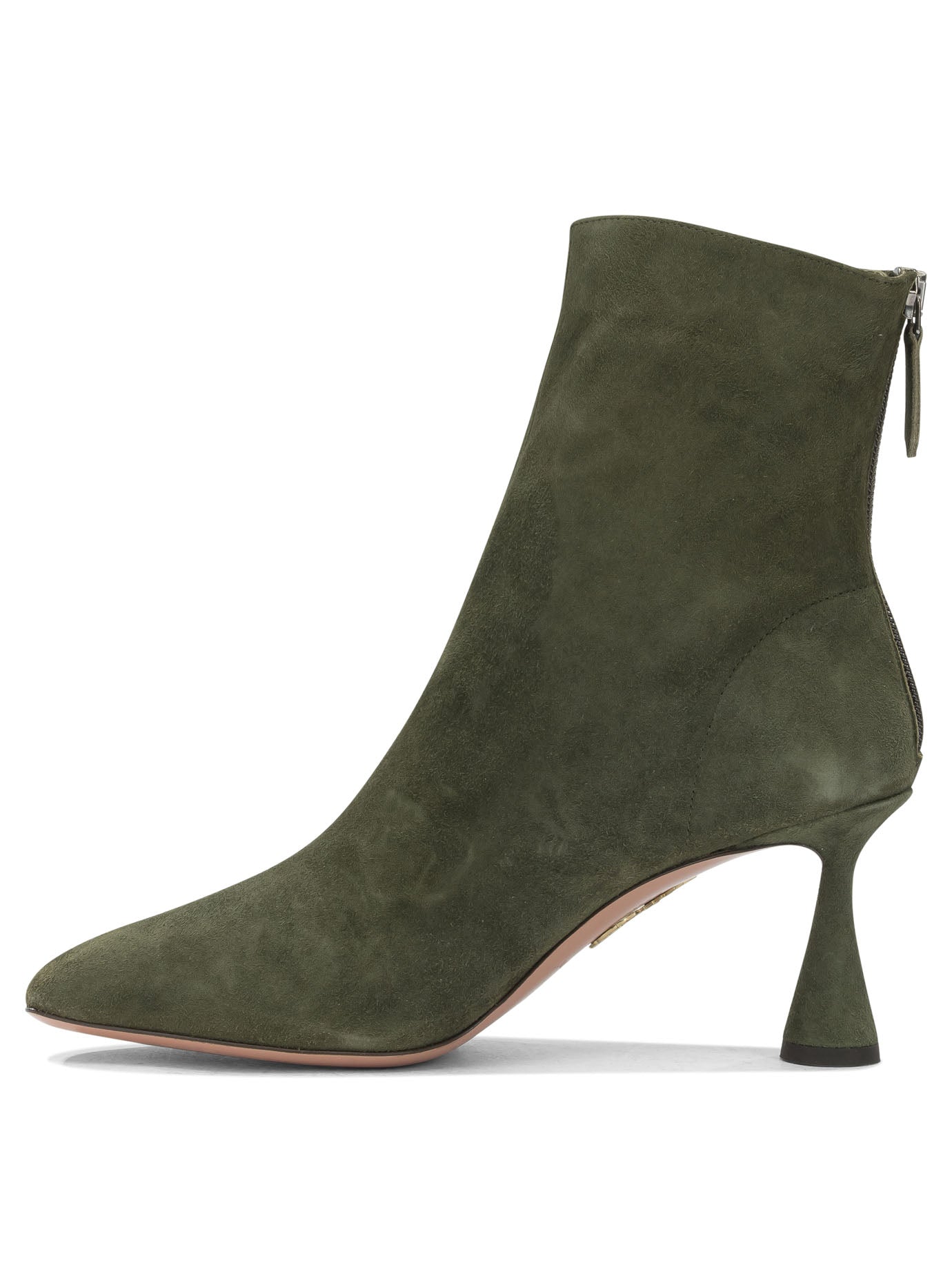 Aquazzura "Amore 75 mm" Ankle Boots with Zipper - Green