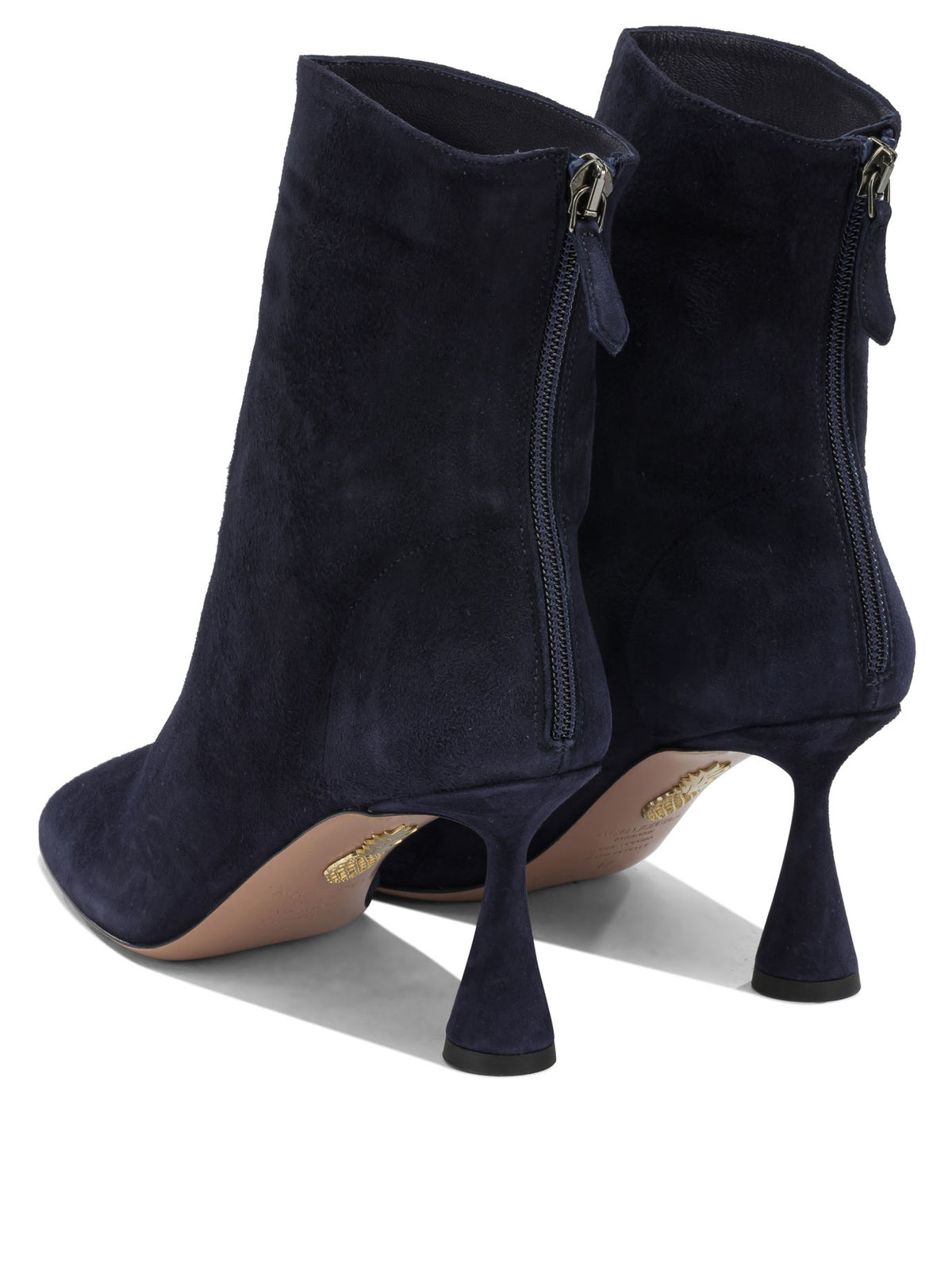 Aquazzura "Amore 75 mm" Ankle Boots with Zipper - Blue