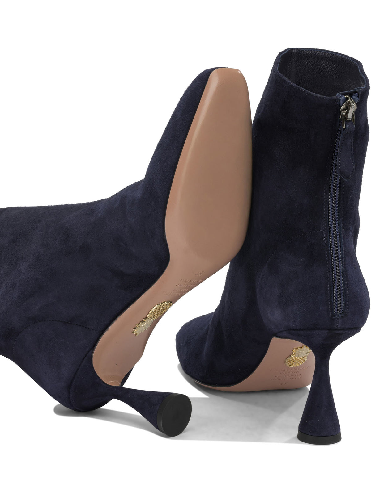 Aquazzura "Amore 75 mm" Ankle Boots with Zipper - Blue
