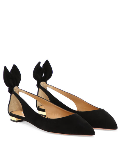 Aquazzura "Bow Tie Ballet" Classic Ballet Flats - Black
