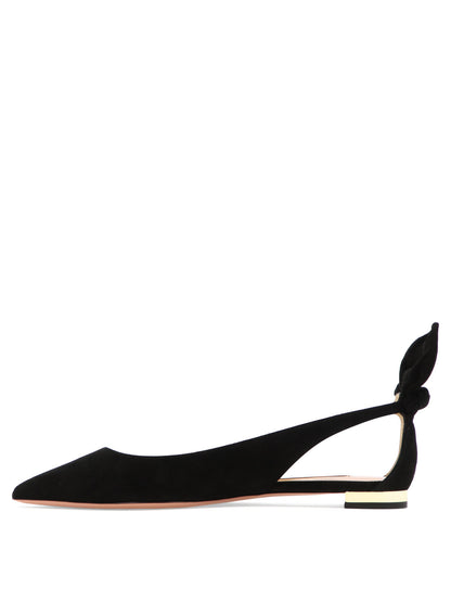 Aquazzura "Bow Tie Ballet" Classic Ballet Flats - Black