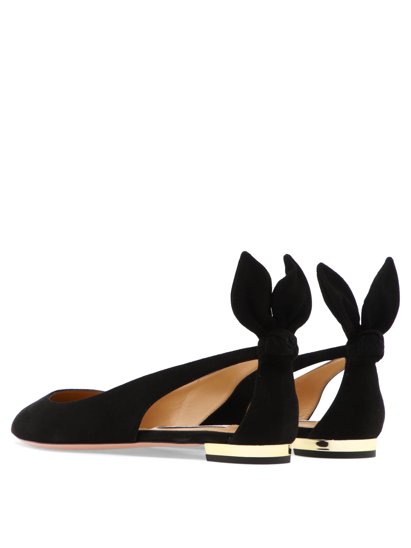 Aquazzura "Bow Tie Ballet" Classic Ballet Flats - Black