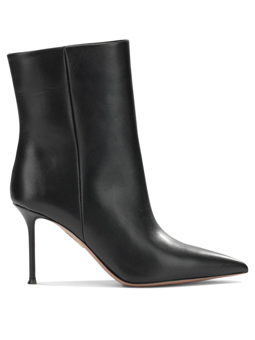 Aquazzura "Harper 85MM" Ankle Boots with Zipper - Black