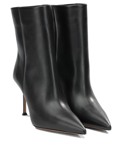 Aquazzura "Harper 85MM" Ankle Boots with Zipper - Black