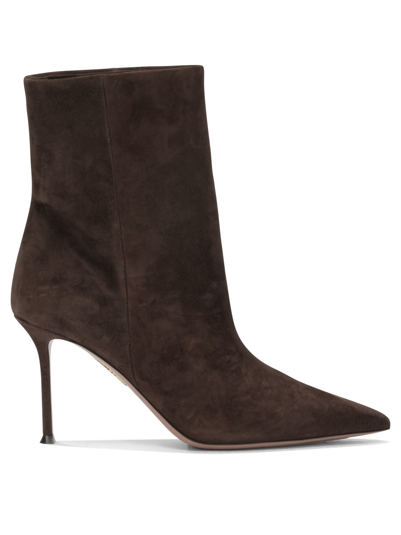 Aquazzura "Harper 85MM" Ankle Boots with Zipper - Brown