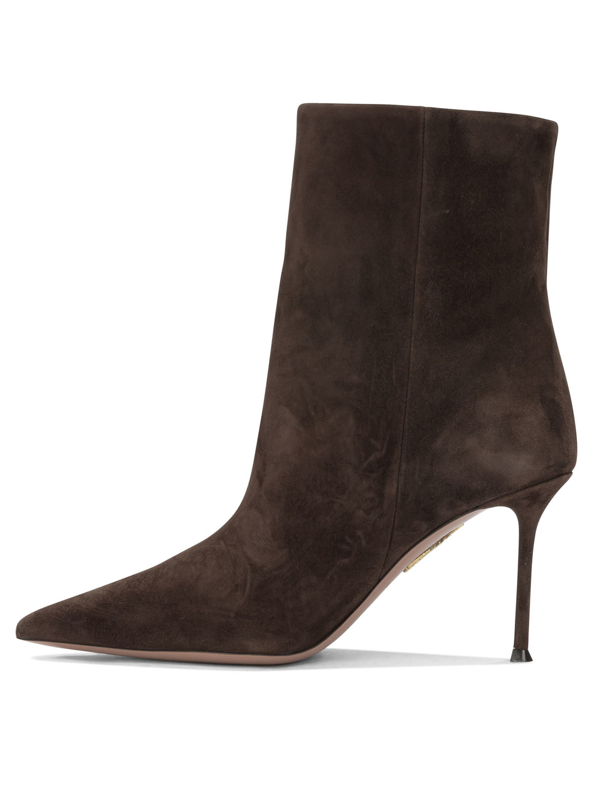 Aquazzura "Harper 85MM" Ankle Boots with Zipper - Brown