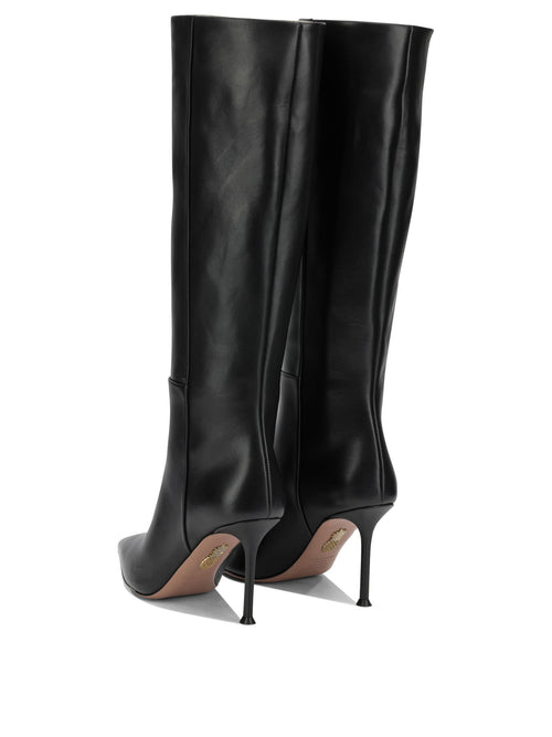 Aquazzura "Harper 85MM" Knee-High Boots - Black