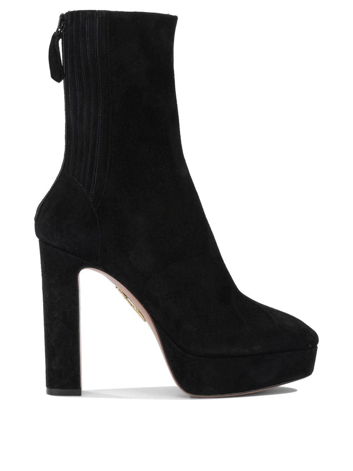 Aquazzura "Martine 110MM" Ankle Boots with Zipper - Black